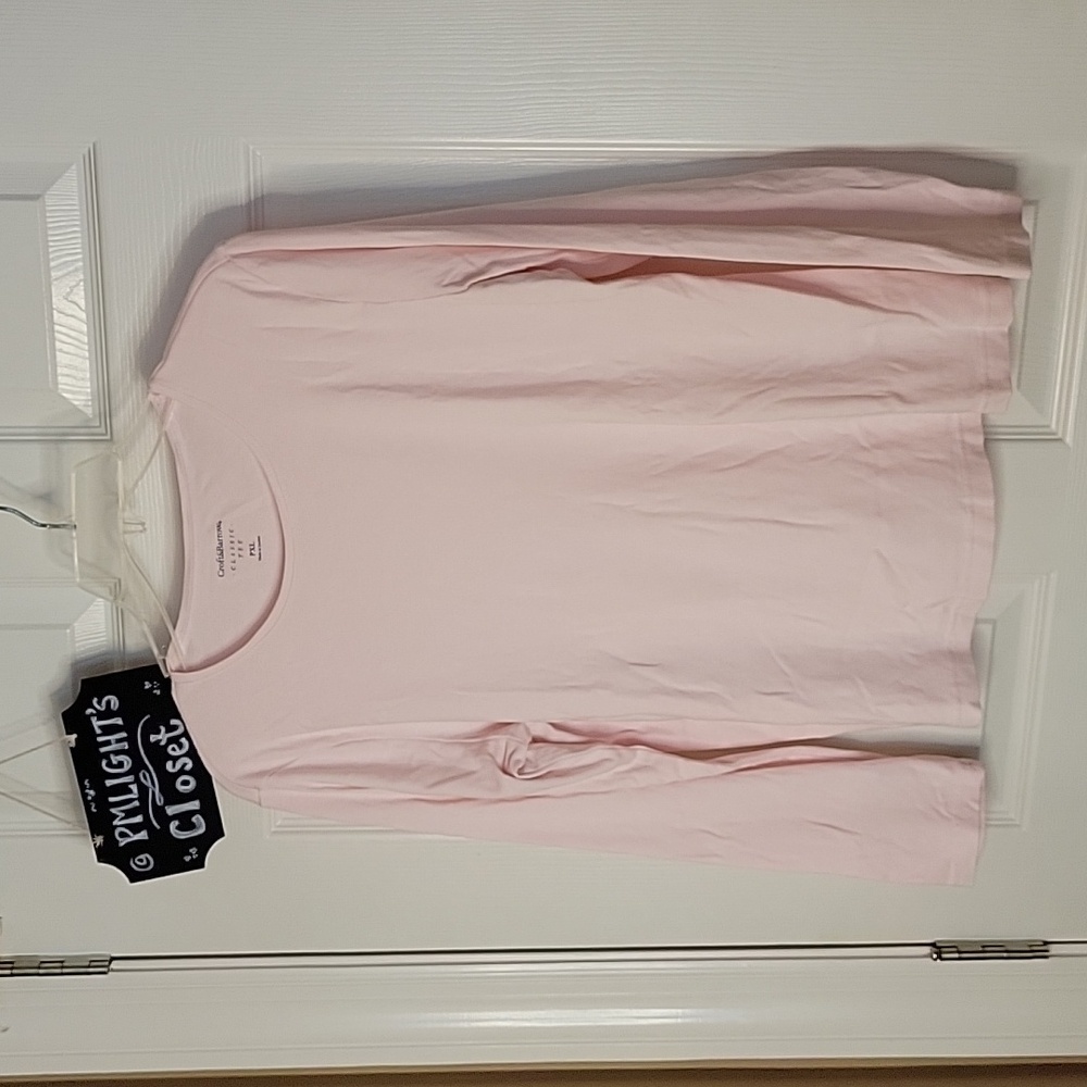 Croft & Barrow PXL Classic Tee Shirt Pink Long Sleeve